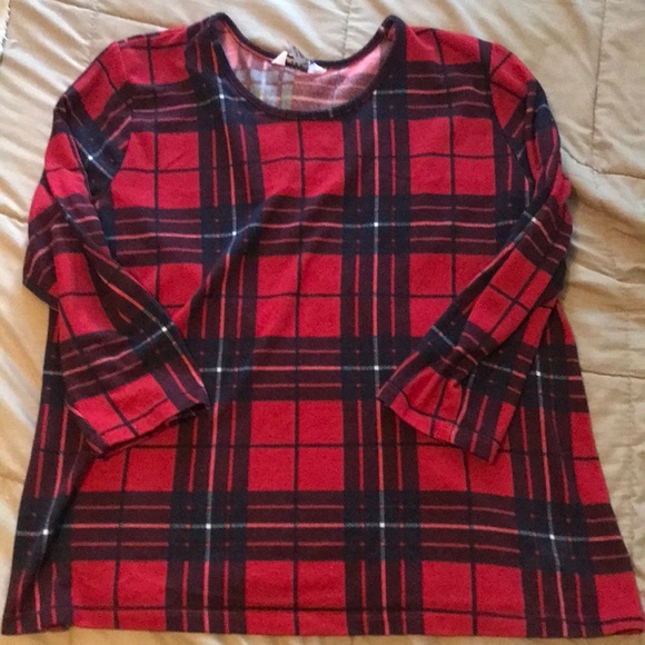 Alia plaid 3/4 sleeve top - Picture 1 of 4